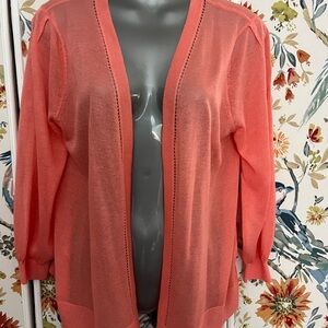 Cato Coral Open-Front Cardigan